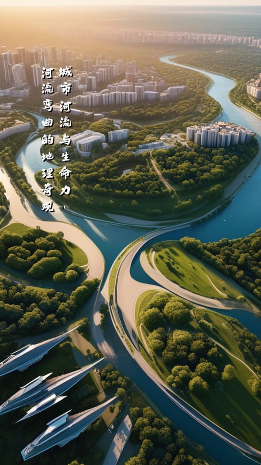 城市河流与生命力 - 河流弯曲的地理奇观 海报网站